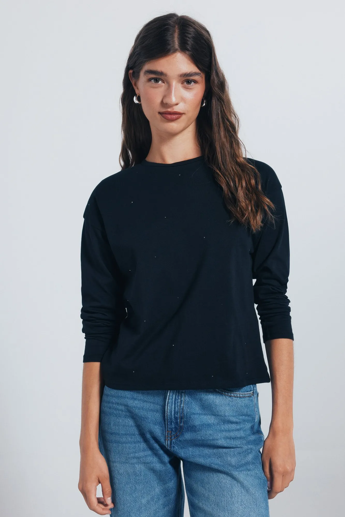 Best Springfield T-shirt clouté noir
