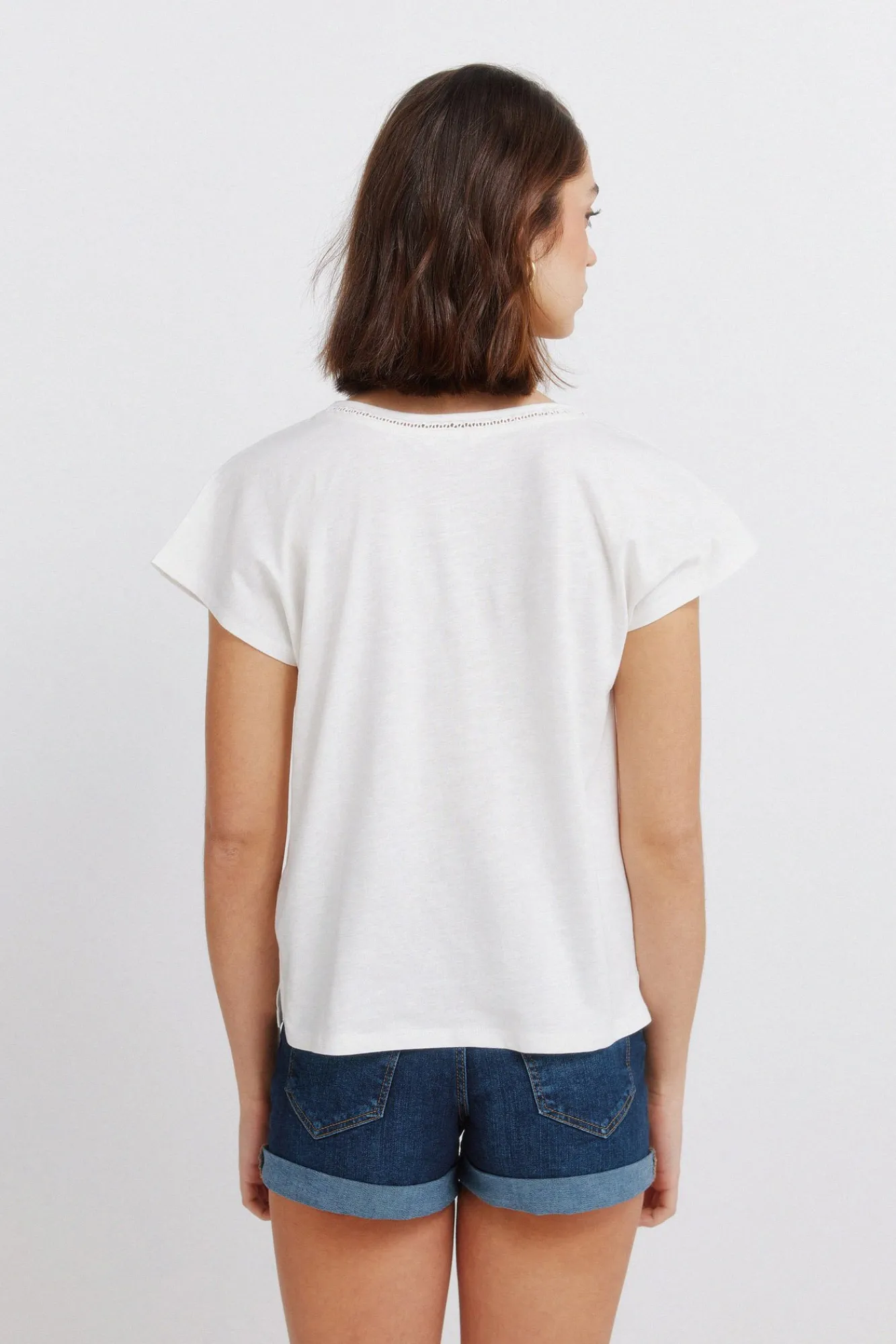 Discount Springfield T-shirt col en V en dentelle