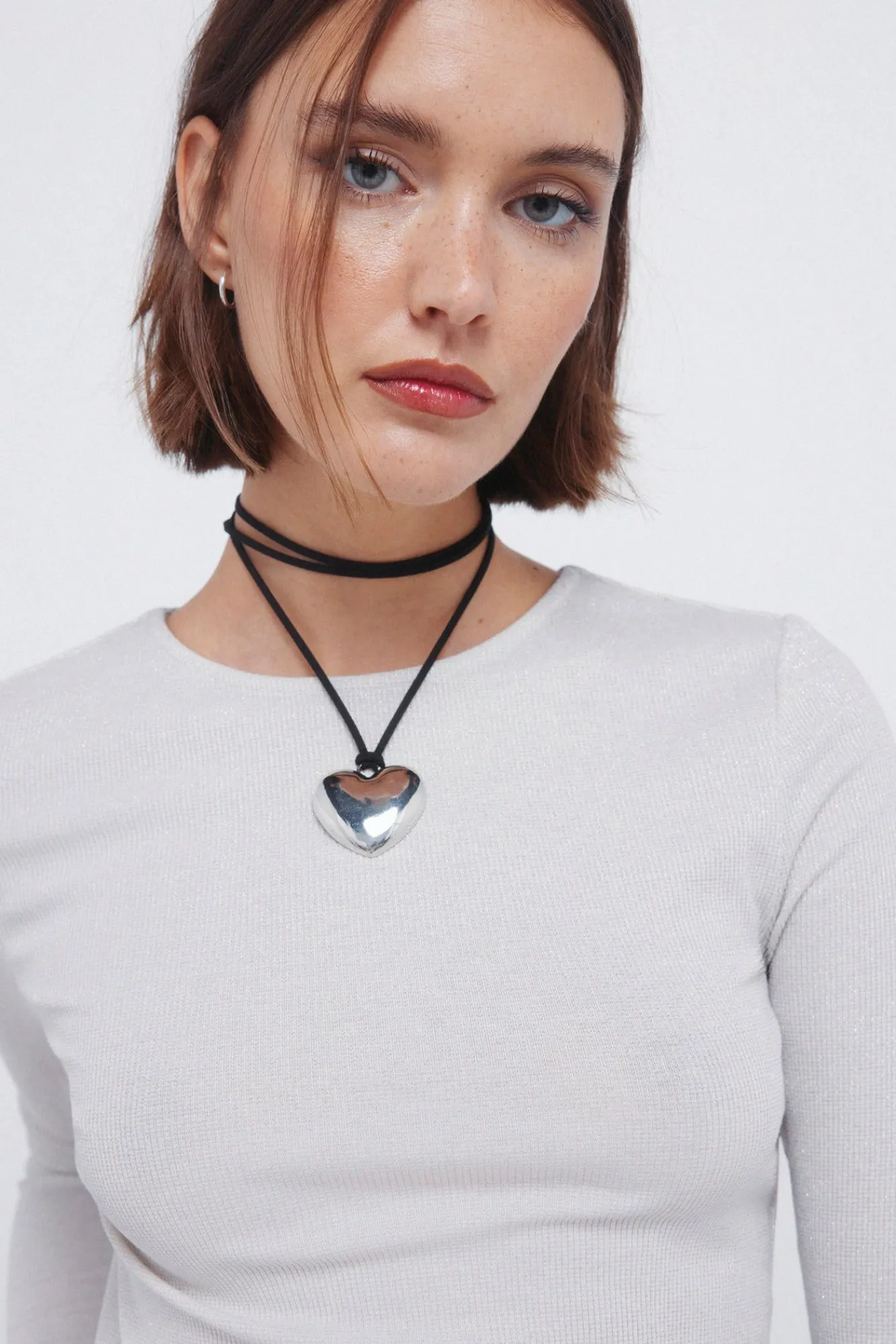 New Springfield T-shirt décolleté dos en lurex gris