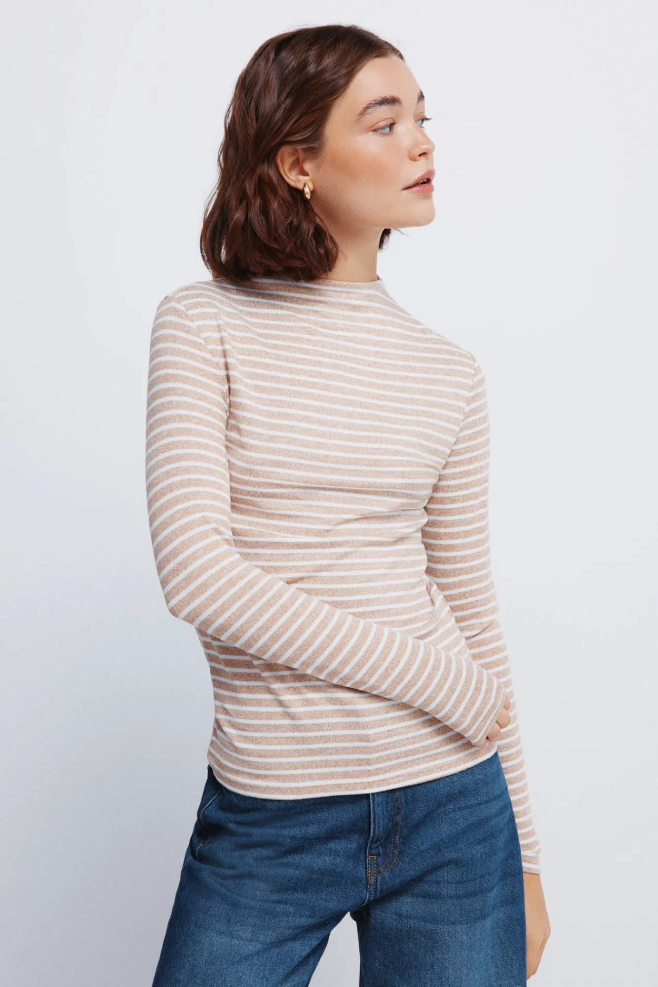 Outlet Springfield T-shirt doux au toucher col Perkins nude