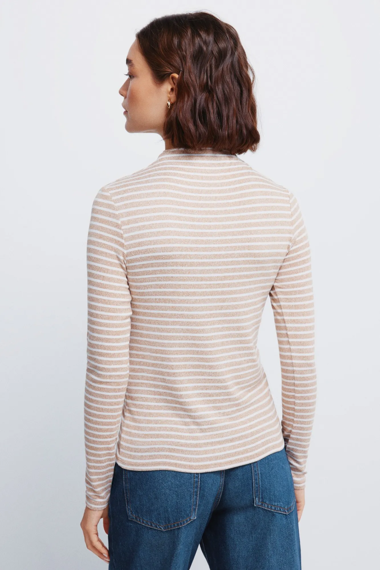Outlet Springfield T-shirt doux au toucher col Perkins nude