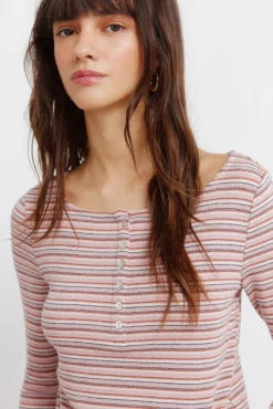 Online Springfield T-shirt manches longues à rayures rose