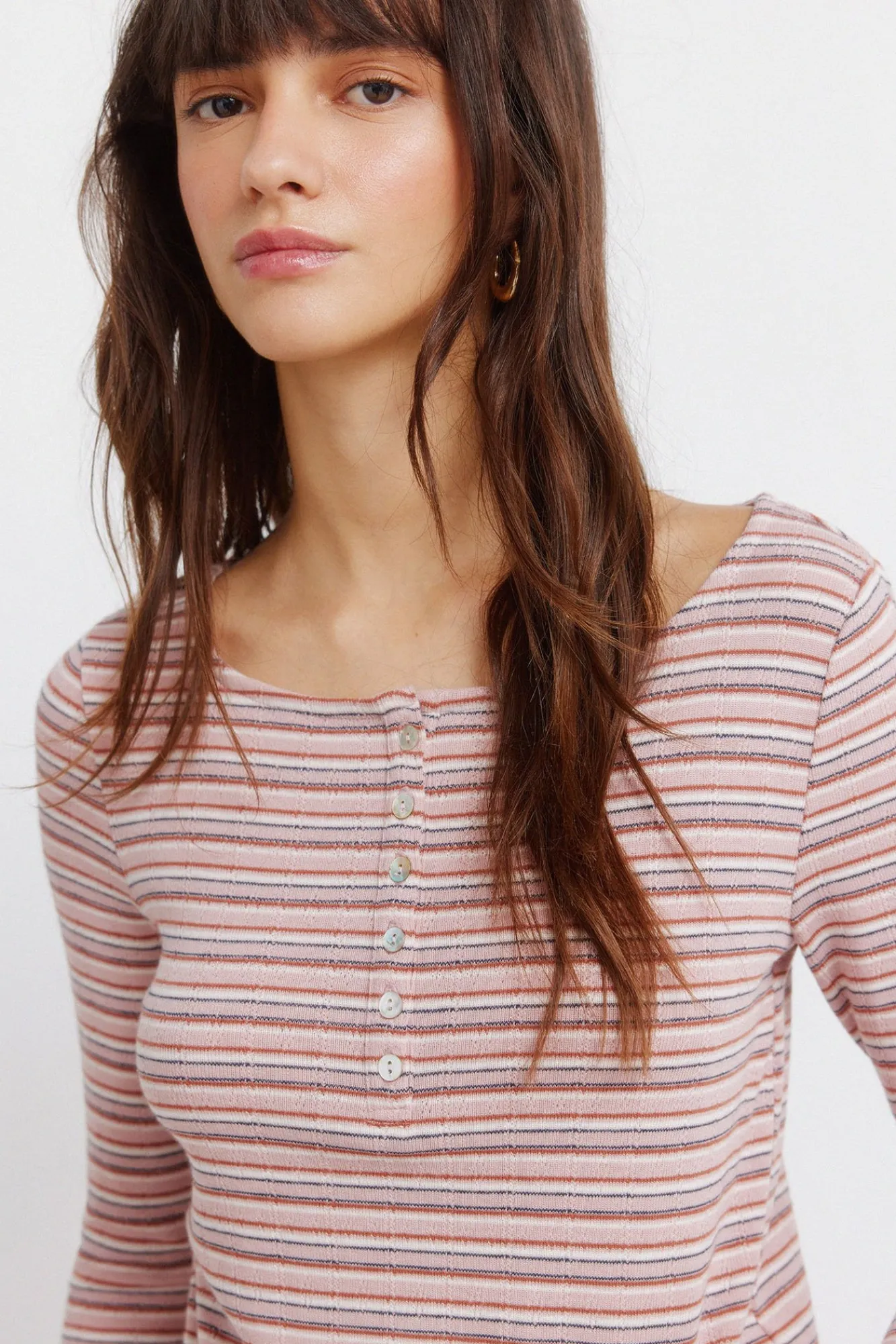 Online Springfield T-shirt manches longues à rayures rose