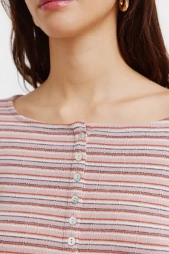 Online Springfield T-shirt manches longues à rayures rose