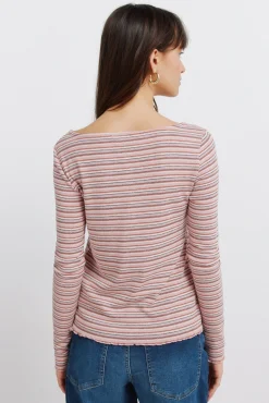 Online Springfield T-shirt manches longues à rayures rose