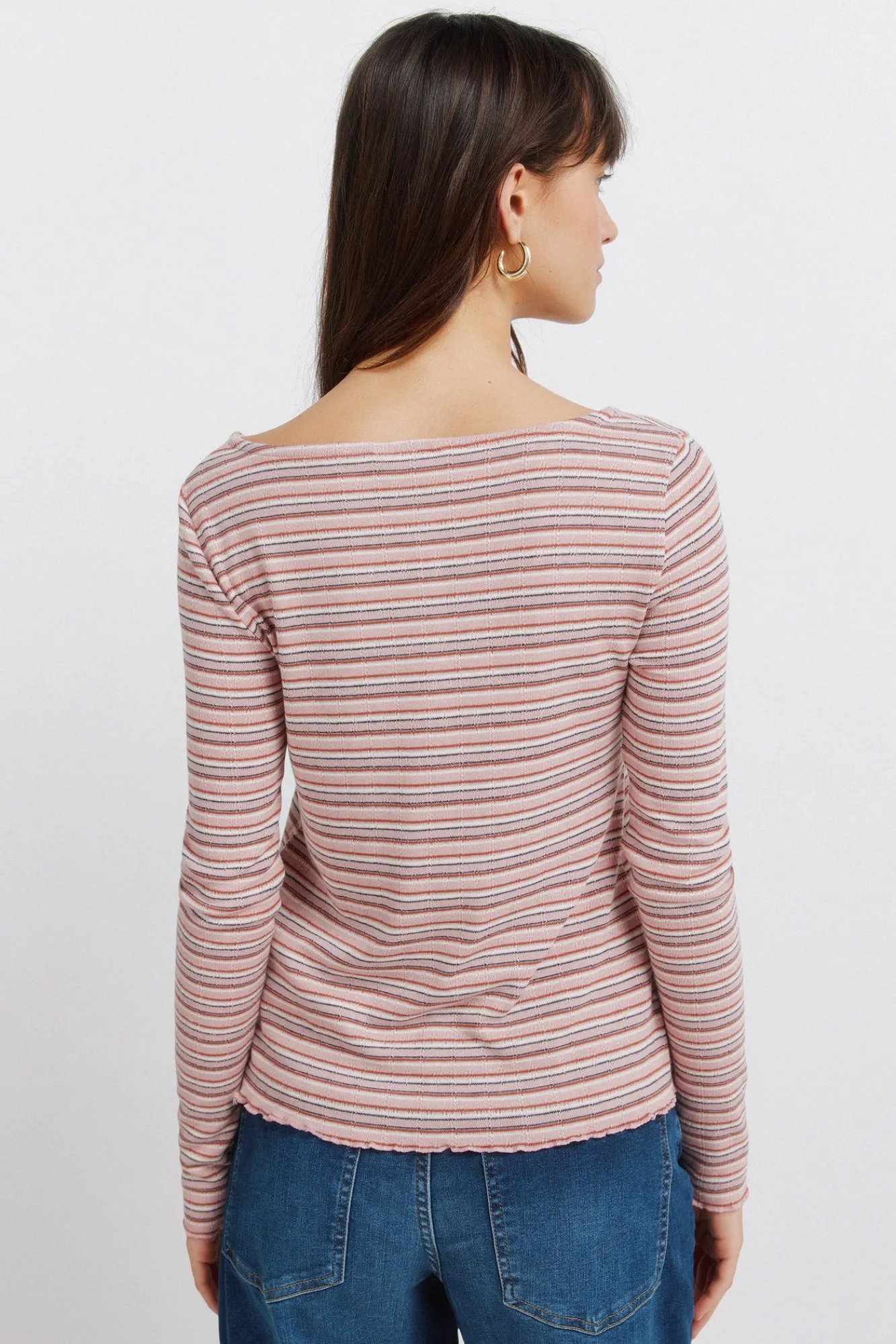 Online Springfield T-shirt manches longues à rayures rose