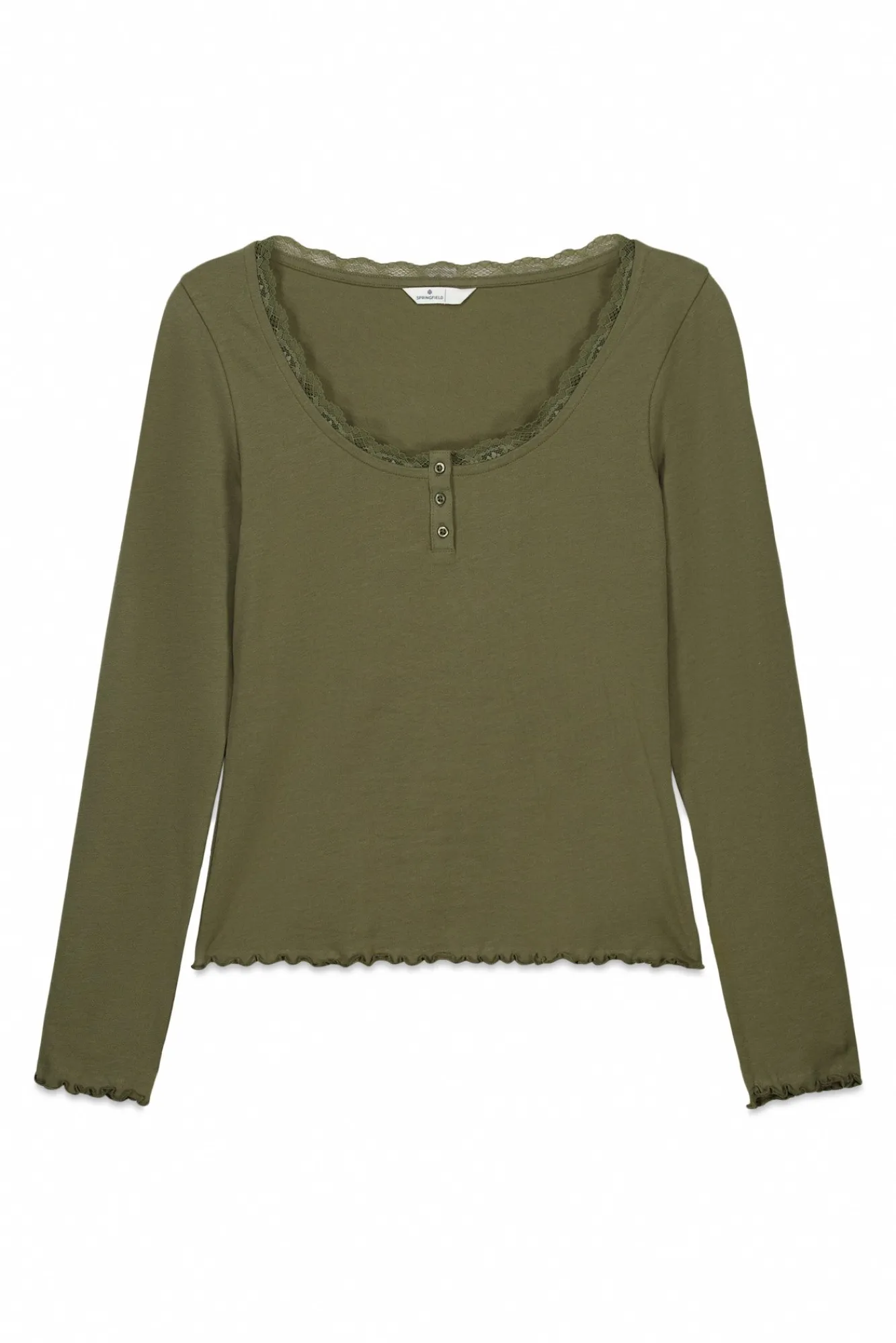 Outlet Springfield T-shirt manches longues en dentelle