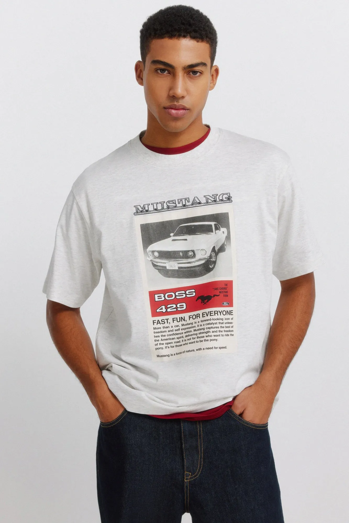 Outlet Springfield T-shirt Mustang Boss 429 gris