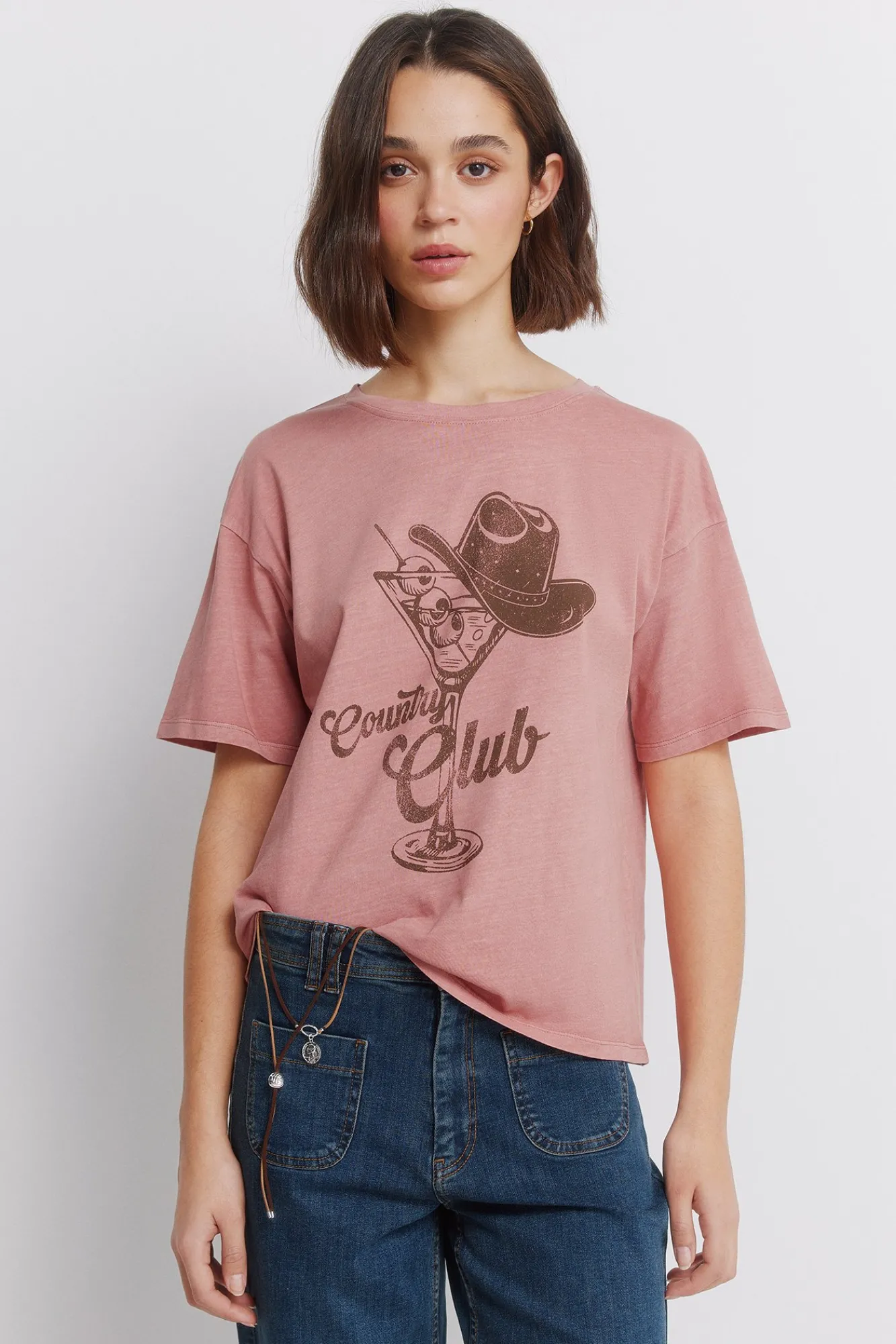 Springfield T-shirt "country club" en coton rose