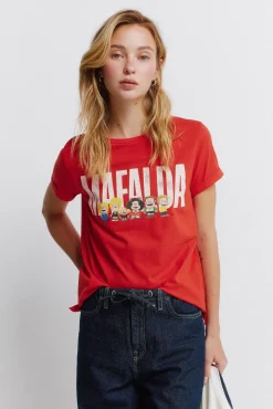 Hot Springfield T-shirt "Mafalda" rouge