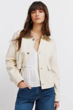 New Springfield Veste courte en coton beige marron