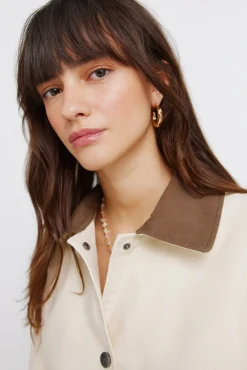 New Springfield Veste courte en coton beige marron
