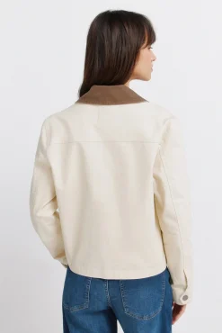 New Springfield Veste courte en coton beige marron