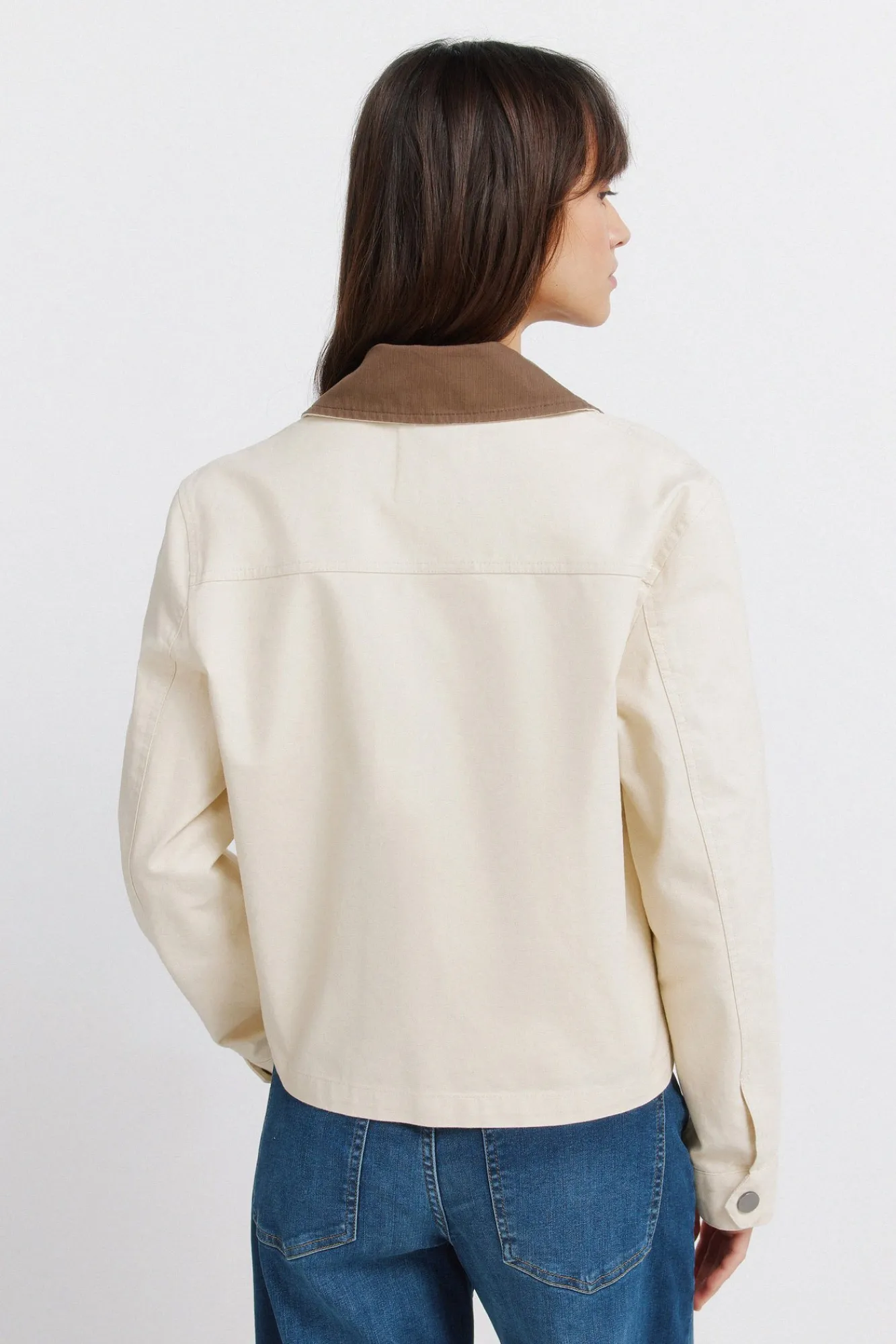 New Springfield Veste courte en coton beige marron