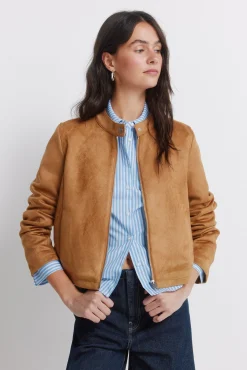 Sale Springfield Veste courte en daim synthétique nude
