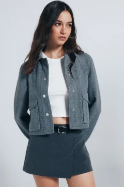 Best Springfield Veste courte en peluche gris