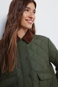 Hot Springfield Veste courte matelassée avec col en velours côtelé