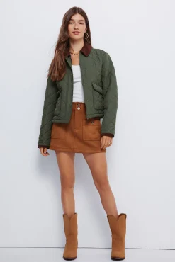 Hot Springfield Veste courte matelassée avec col en velours côtelé