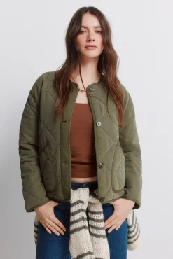 Springfield Veste courte matelassée verte beige
