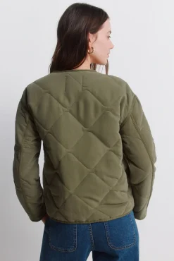 Springfield Veste courte matelassée verte beige