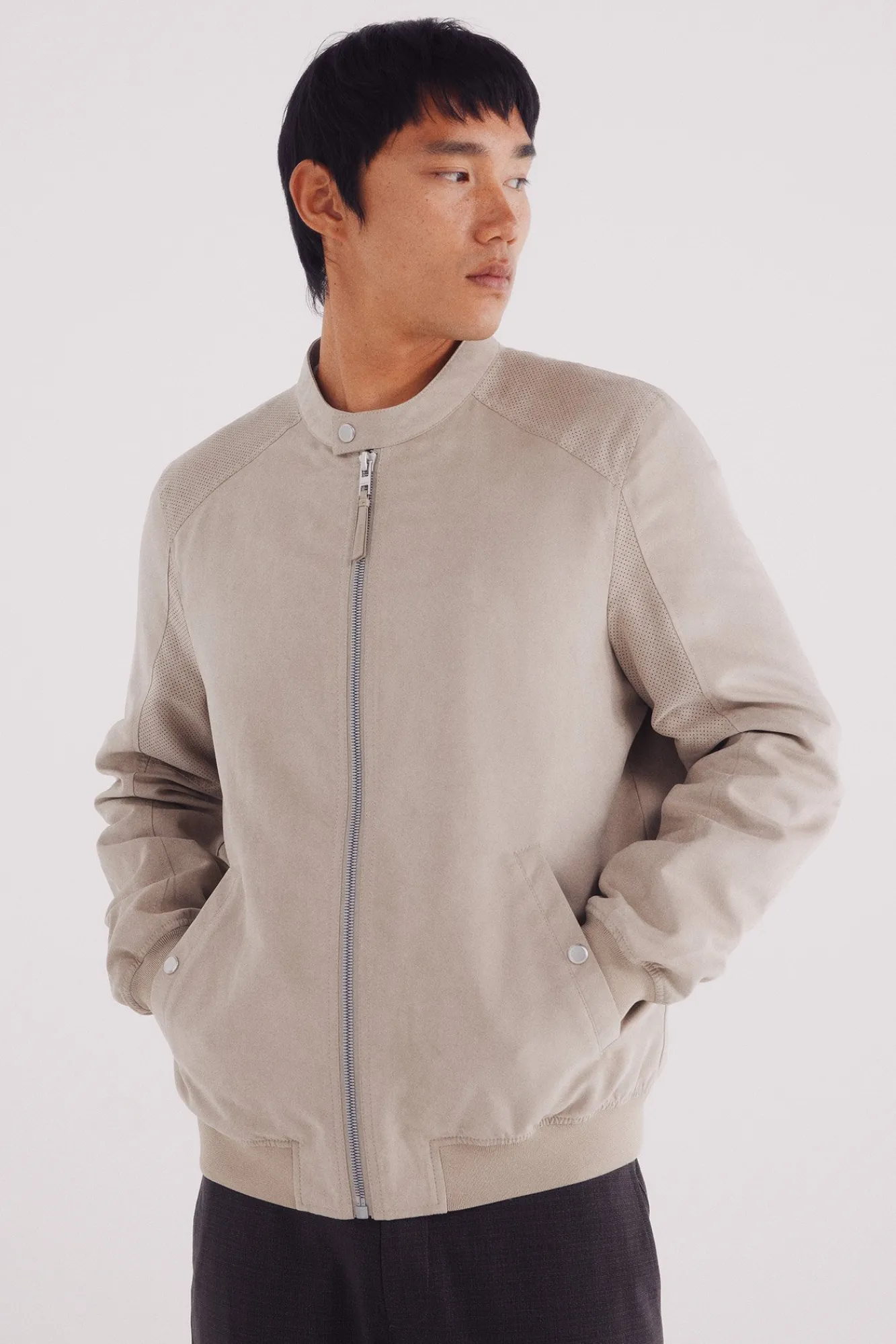 New Springfield Veste effet daim micro-perforé nude