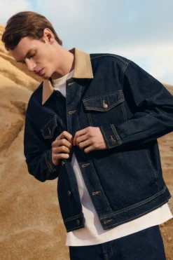 Discount Springfield Veste en jean oversize avec col contrasté bleu