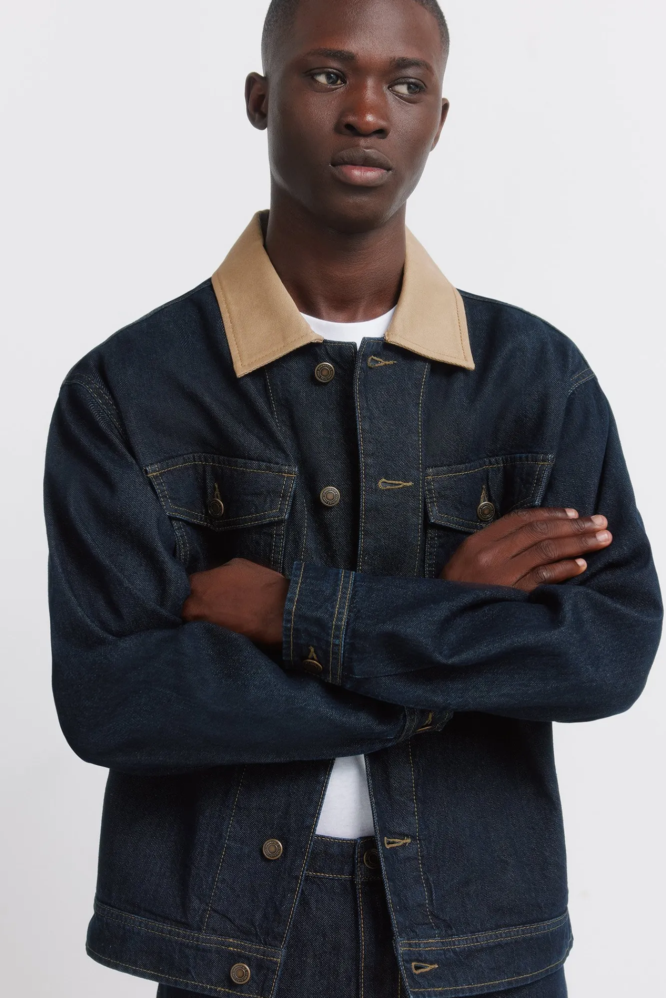 Discount Springfield Veste en jean oversize avec col contrasté bleu